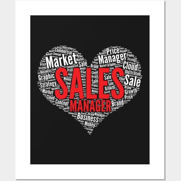 Sales manager Heart Shape Word Cloud Design graphic Wall Art by theodoros20